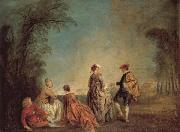 Jean-Antoine Watteau An Embarrassing Proposal Spain oil painting artist